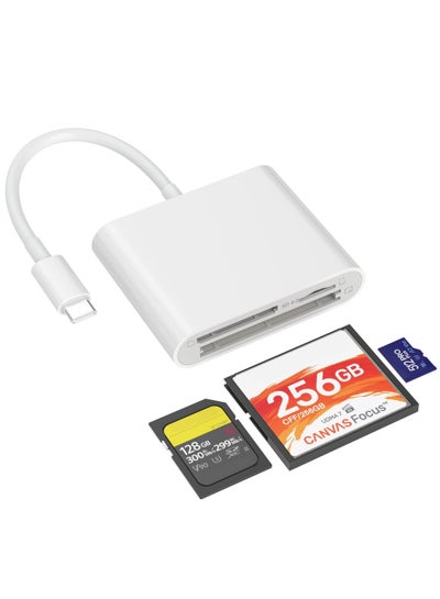 اشتري SD Card Reader 3 IN 1 USB 3.0, Compact Flash 3-Slot Memory Adapter for Type-C Device Supports Micro Compatible with MacBook Pro, iPad Android Windows في الامارات