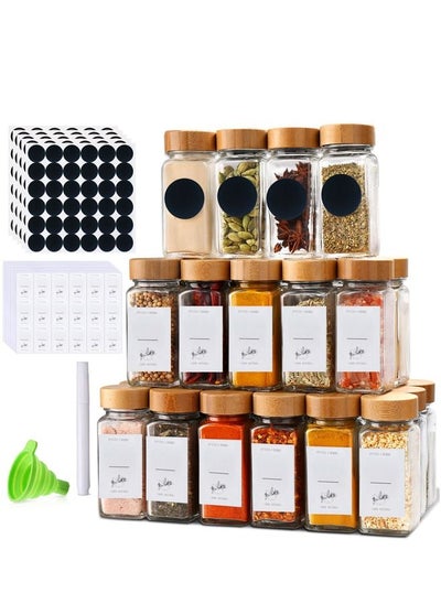 Buy 24 Pack Glass Jars with Bamboo Lids, 120ml Airtight Spice Jars Set with Extra Labels and Pen, for Dry Food Canisters, Spice, Coffee, Beans, Candy, Nuts, Herbs in Saudi Arabia