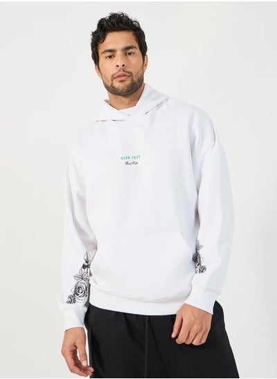 Buy Floral Placement Print Oversized Hoodie in Saudi Arabia