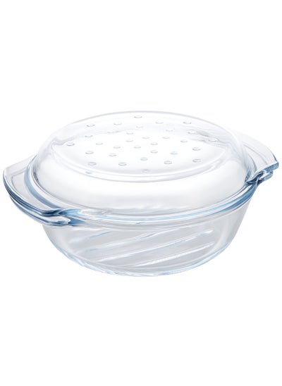 اشتري Round Glass Casserole  2 4L Borosilicate  Heat-Resistant  Glass  Suitable For Gas Cooker  Electrical Cooker  And Oven. في الامارات