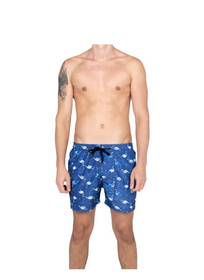 Buy Timo Adam Navy Blue Flamingo Swimming Shorts| Men's Swimming Trunks Beachwear | Quick Dry Beach Pants | Gym Wear Fitness Workout Short in UAE