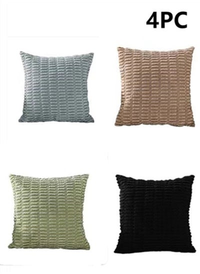 Buy 4-Piece Decorative Cushion Cover Pillow Cases Corduroy Multicolor 45x45 Centimeter in UAE