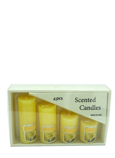 اشتري 4 Piece Scented Candle Set Yellow Flower في الامارات