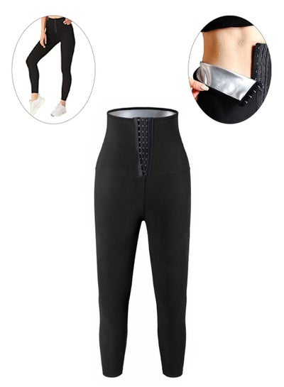 Buy Sauna Sweat Shapewear Leggings Pants Workout Suit Waist Trainer Shaper Sweat Suit Exercise Fitness Gym Yoga Women in UAE