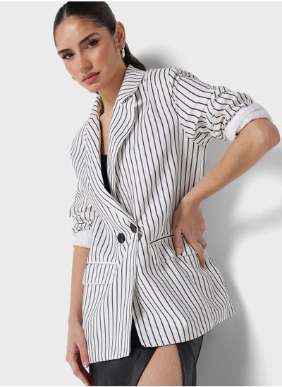 Buy Striped Double Breasted Blazer in Saudi Arabia