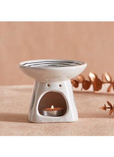 Buy Zest Circle Print Ceramic Oil Burner 11 x 9 x 11 cm in UAE