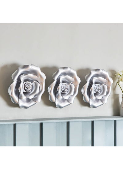 اشتري Mirage 3-Piece Flower Wall Decor Set 25 x 6.5 x 25 cm في السعودية