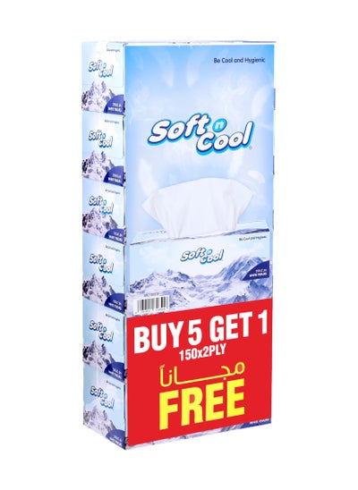 Buy 2 Ply White Facial Tissue 200 Sheets Pack Of 6 in UAE