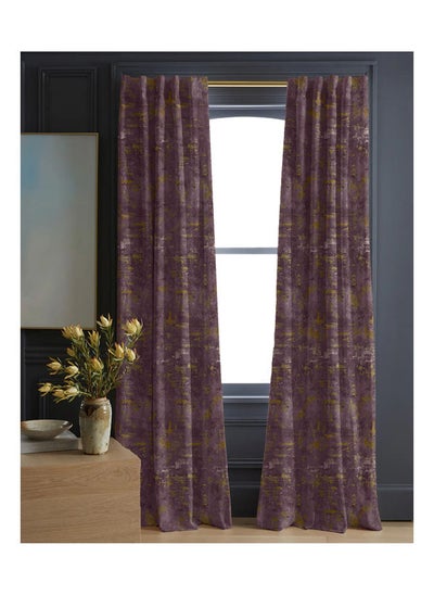 Buy Printed Curtains Semi Leather 1Piece-Purple-140x280 cm in Egypt