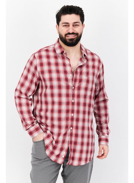 اشتري Men Regular Fit Plaid Long Sleeves Casual Shirt, Red Combo في الامارات