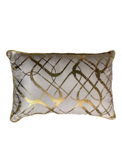 Buy Majestic Desert Sun Foil Printed Filled Cushion 30x50 Cm Golden in UAE