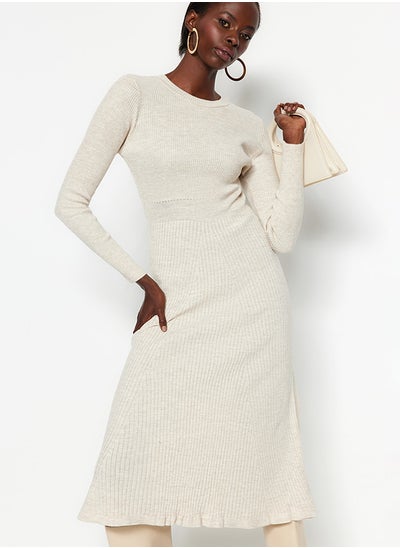 Buy Stone Midi Knitwear Crew Neck Dress TWOAW21EL0422 in Egypt