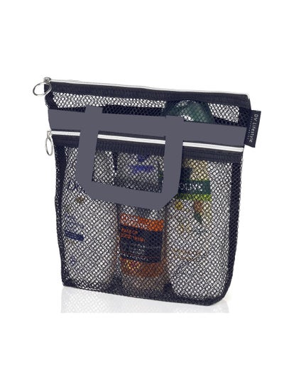 Buy Mesh Shower Caddy Portable 26*25cm Shower Bag with Zipper & 2 Pockets. Shower Tote Ideal for Gym, Travel, Camp, Beach, for Sunscreen, Dorm & College Essentials (Black) in UAE