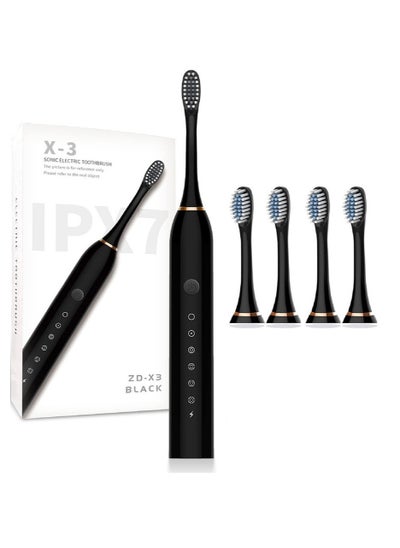 اشتري Sonic Electric Toothbrush for Adults - High Power Rechargeable Toothbrushes, 6 Modes, 4 Hours Fast Charge for 60 Days Black في الامارات