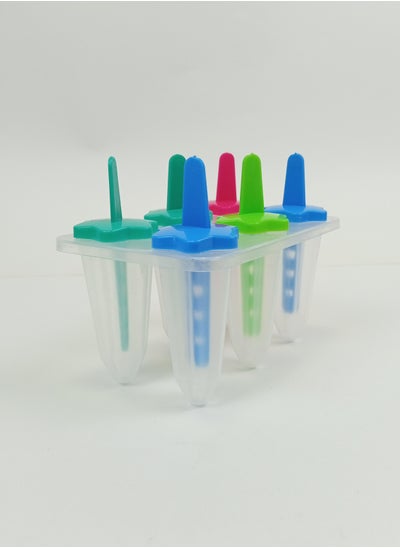 Buy 6-Piece Star Shape Ice Cream Popsicle Molds Set Blue/Green/Pink in Saudi Arabia