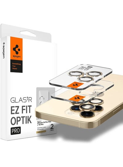 Buy Glastr Ez Fit Optik Pro for iPhone 14 Pro and iPhone 14 Pro Max Camera Lens Protector (2 Pack) - Gold in UAE