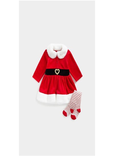 Buy Festive Santa Dress and Tights Set in UAE