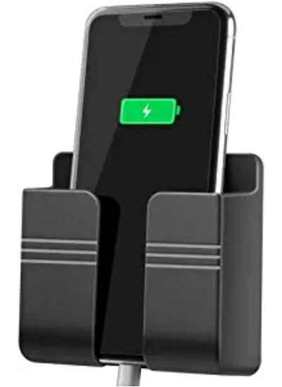 Buy Wall Mount Phone Holder Stand Multi Purpose Phone Charging Dock With Adhesive Black in UAE