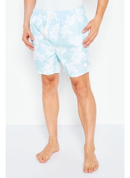 اشتري Men Allover Print Drawstring Boardshort, Turquoise في الامارات