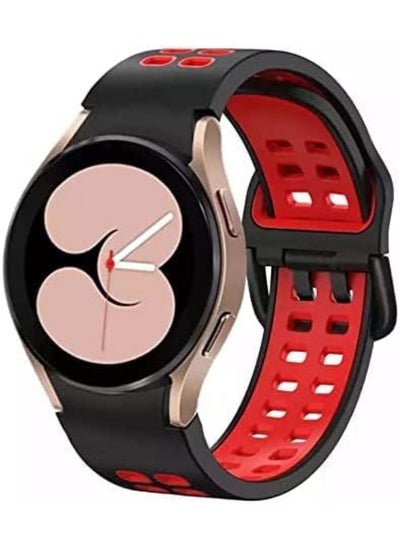 Buy Silicone Official Smart Strap For Samsung Galaxy Watch 4 Classic  / Watch 4  Ridge Sport Replacement Wristband Bracelet (Black & Red) in Egypt