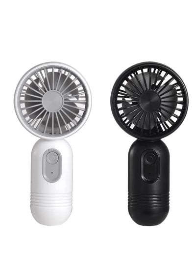 Buy Mini Handheld Fan, Portable Travel Fan, Battery Operated Small Personal Fan,  Mini Hand Held Fan with USB Rechargeable 400mAh Battery, Quiet<30dB 3 Speeds for Travel Camping Outdoor Home Office 2PCS in Saudi Arabia