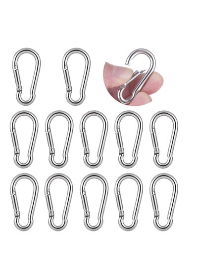 اشتري M4 Carabiner Clip Hook Heavy Duty Spring Snap Small Stainless Steel Ring for Camping Fishing Hiking Traveling Climbing Quick Link for Hammock Key Backpack Dog Leash Rope Boat 12PCS في السعودية