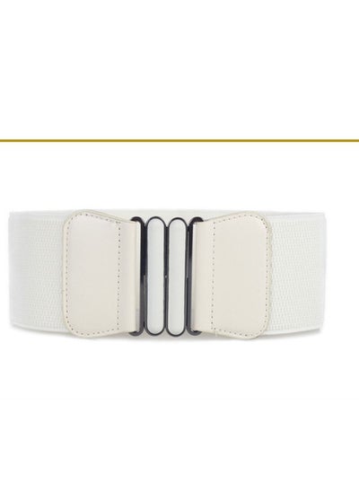 اشتري Simple Ultra Wide Women's Decoration On Buckle Waist Seal Elastic 90g  White في الامارات