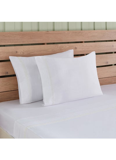 Buy White Haven Vari Lace Border 2-Piece Cotton Pillowcase Set 75 x 50 cm in UAE