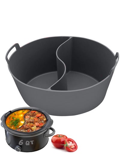 Buy Slow Cooker Liners Fit Most 6QT Crockpot, Large Size Crock Pot Liners Reusable/BPA Free/Leakproof/Dishwasher Silicone Crockpot Liners 6-8QT Divider Slow Cooker Divider, Grey in Saudi Arabia