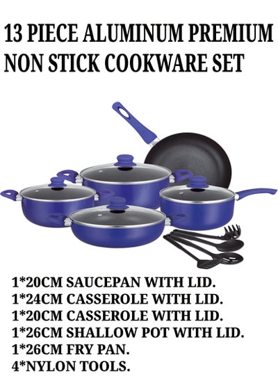 اشتري 13 Piece Insiya aluminum cookware set high quality cookware material non stick pan and pots complete cookware solution easy to clean stylish durability professional cookware set with kitchen tools. في الامارات