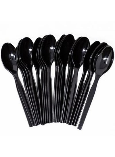 Buy Black Plastic Spoon Heavyweight Disposable Spoon Heavy Duty Black Cutlery Plastic Utensils Perfect For Parties And Restaurants 50 Pieces in UAE