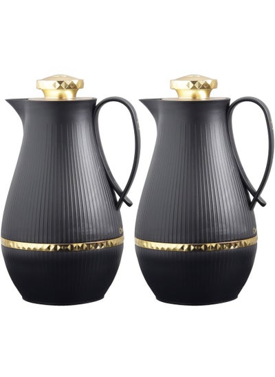 Buy 2-piece Diala thermos set for tea and coffee, with a capacity of 1 liter, Black in UAE