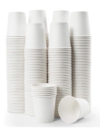 Buy 100- Piece Heavy Duty Paper Cup Set White 8ounce in UAE