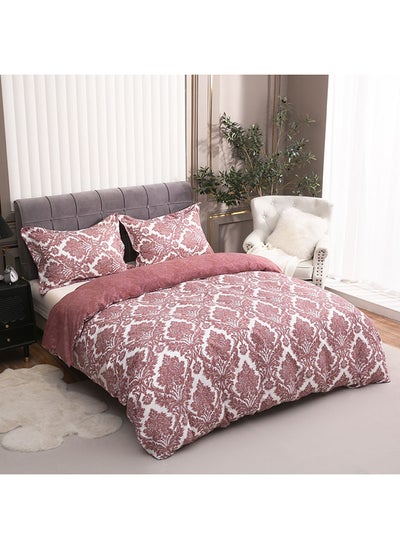 Buy Damascus 3-Piece Printed Microfibre Queen King Duvet Cover Set 220 x 220 cm in UAE