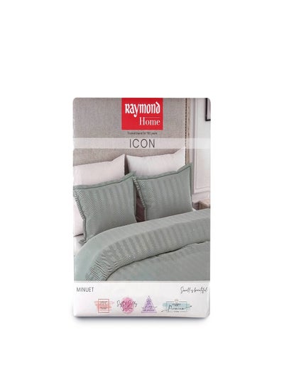 اشتري Raymond Home King Flat Sheet Bedsheet 210 Thread Count Luxirious Mercerised 100% Cotton Bedding Herringbone Bed Linen with 2 Pillow Case - Grey (274 * 274 CM) في الامارات