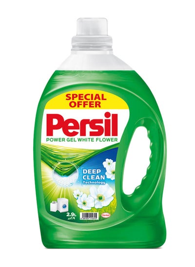 Buy Power Gel Liquid Laundry Detergent With Deep Clean Plus Technology For Perfect Cleanliness And Long-Lasting Freshness White Flower Green 2.9Liters in Saudi Arabia