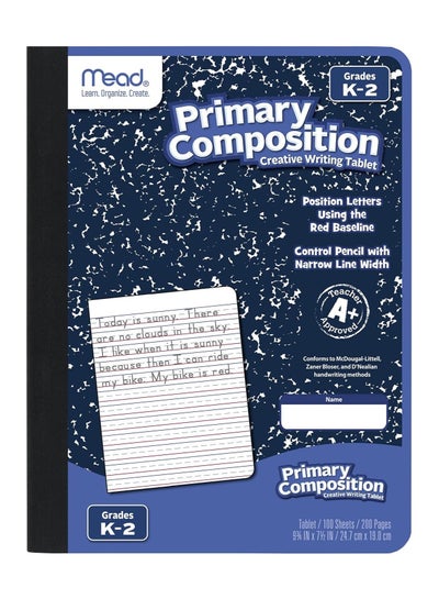 اشتري Mead Primary Composition Notebook, Wide Ruled Comp Book, Lined Paper, Grades K-2 Writing Workbook, Dotted Notebook Perfect for Home School Supplies, 100 Sheets, Blue Marble (09902) في السعودية