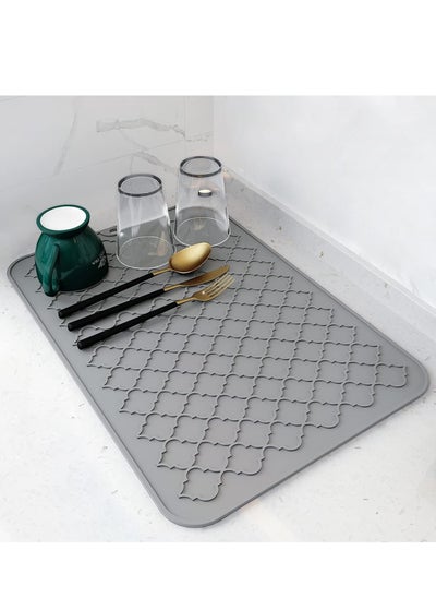 Buy Silicone Dish Drying Mat, Non-Slip Dish Pad, Heat-resistant Dish Mat for Kitchen Counter, Sink, Refrigerator or Drawer Liner, Grey in Saudi Arabia