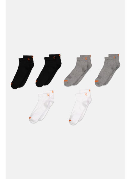 Buy Men 6 Pair Brand Logo Cushioned Cotton Socks, Black/White/Grey in Saudi Arabia