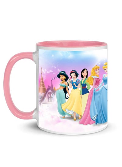 Buy Disney Princesses Print Design Wrapped Around Pink Handle Mug 11Oz in Saudi Arabia