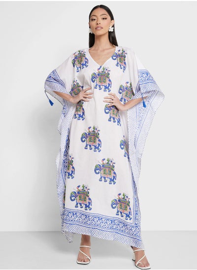 Buy Cape Sleeve Printed Kaftan in UAE