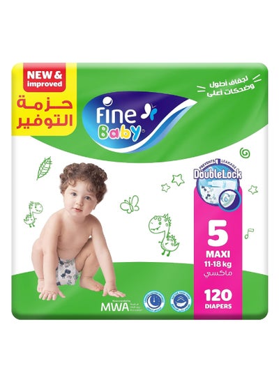 Buy Baby Diapers Size 5 Maxi 11–18 kg 120 Count in Saudi Arabia