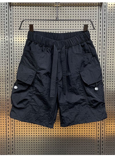 اشتري 2023 Summer Casual Mens Elastic Waist Cargo Shorts D116 Black في السعودية