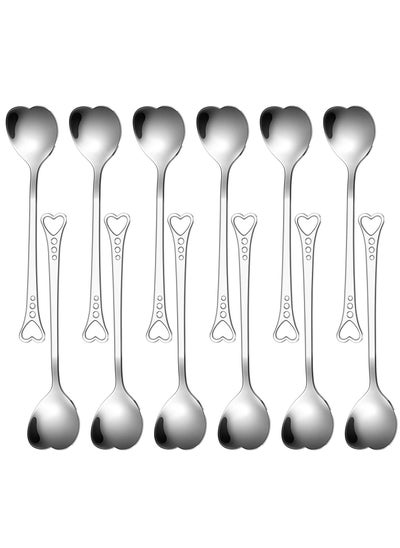 اشتري 12 Pcs Heart Shaped Stainless Steel Tea Spoon Flatware Set 5.7 Inch Coffee Spoon Premium Stainless Steel Coffee Spoons Sugar Spoons Ice Cream Cake Dessert Spoon Stirring Spoon for Home Restaurant في الامارات