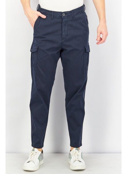 اشتري Men Regular Fit Plain Chino Pants, Navy في الامارات