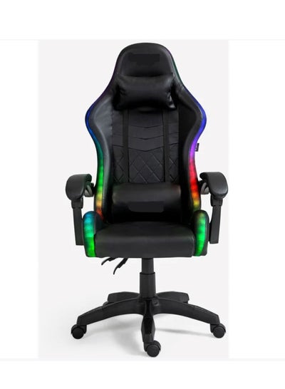 اشتري RGB LED Gaming Chair Ergonomic OfficeChair Racing Style High-Back Desktop PC Computer GamingChair Adjustable Height SwivelChair with Footrest, Headrest and Lumbar Support في السعودية