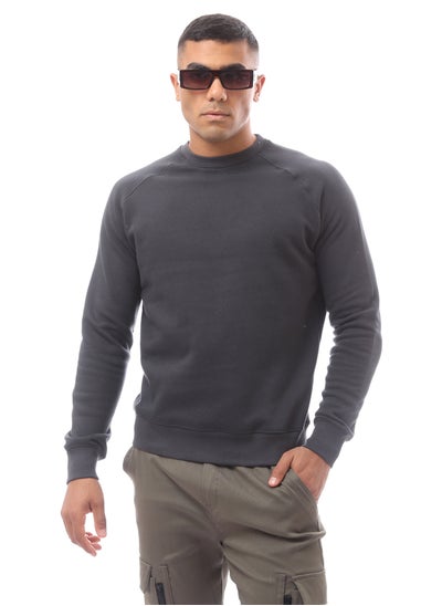 Buy Dark Grey Slip On Round Neck Sweat Shirt in Egypt