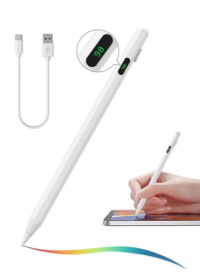 Buy 2024 New iPad Pencil with Battery Display, Stylus Pen with Magnetic & Tilt-Sensitive Design & Fast Charging For Apple iPad 2018 and Later, White(Just for Apple) in Saudi Arabia