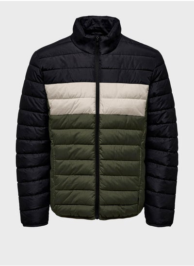 اشتري Colour Block Quilted Puffer Jacket في السعودية