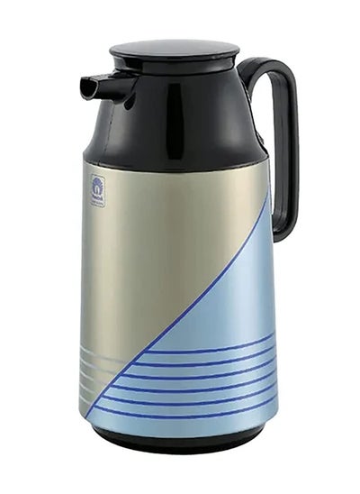 اشتري Vacuum Flask Tea Coffee Glass Liner Thermos Japan with Button FS5 Blue 1.9Ltr في الامارات